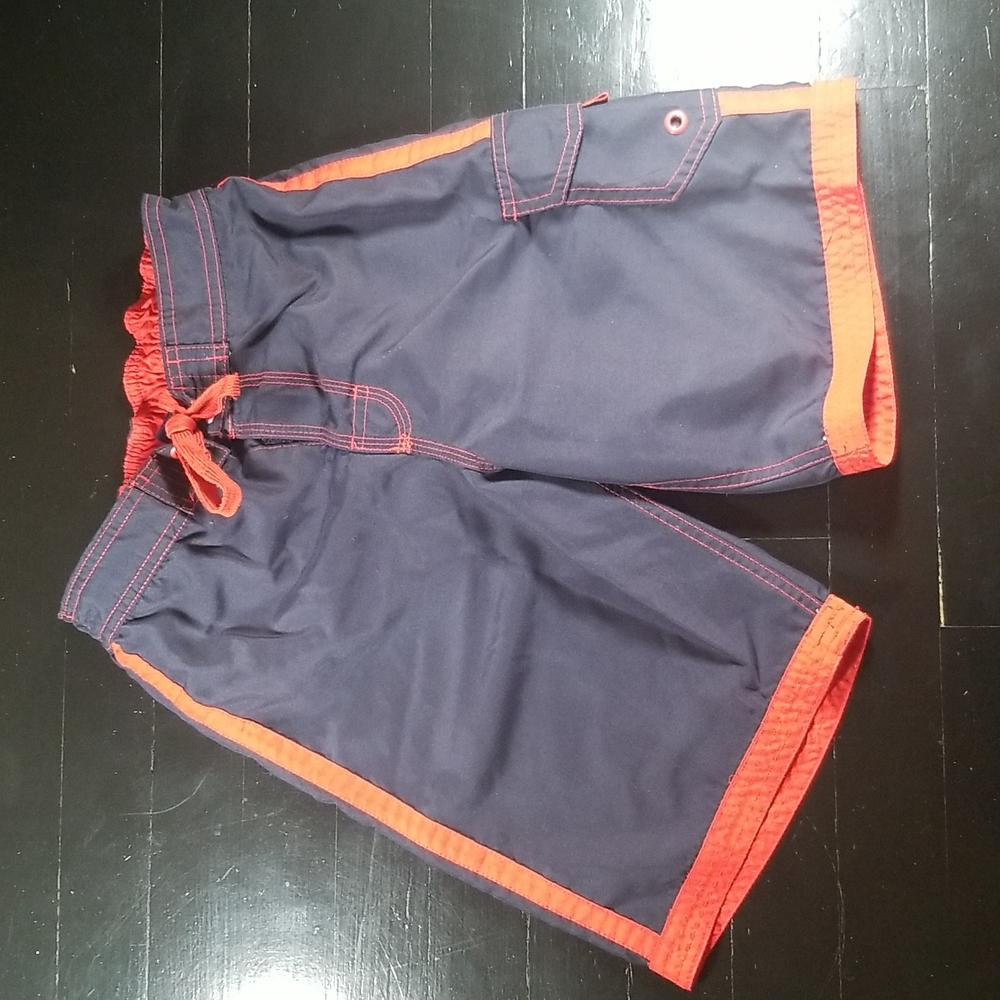 U.S. Apparel Boy's Red and Navy Blue Swim Trunks Size M (10)